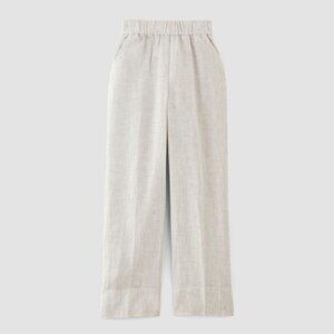 Everlane Women's Linen Easy Pant in Stone/White, Size Large